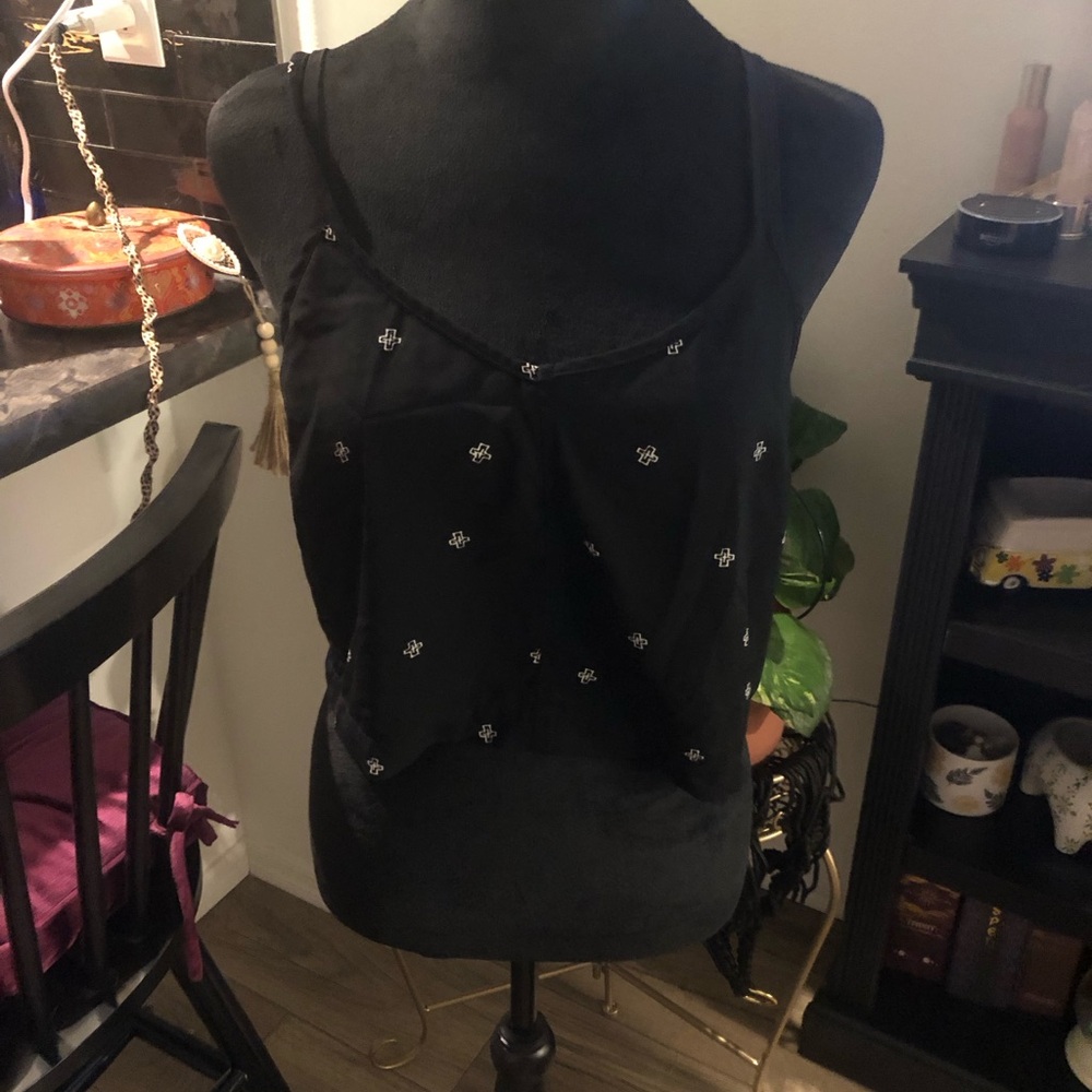 Silence + noise black cross design tank top